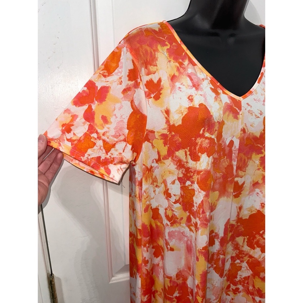 Zenana orange, white, and yellow tie-dye, splash-print maxi dress - Picture 6 of 8